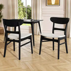 Sedie da pranzo Isador in tessuto imbottito con struttura in legno, stile moderno di metà secolo (Set di 2)