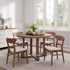 Sedie da pranzo Isador in tessuto imbottito con struttura in legno, stile moderno di metà secolo (Set di 2)