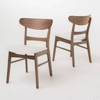 Sedie da pranzo Isador in tessuto imbottito con struttura in legno, stile moderno di metà secolo (Set di 2)
