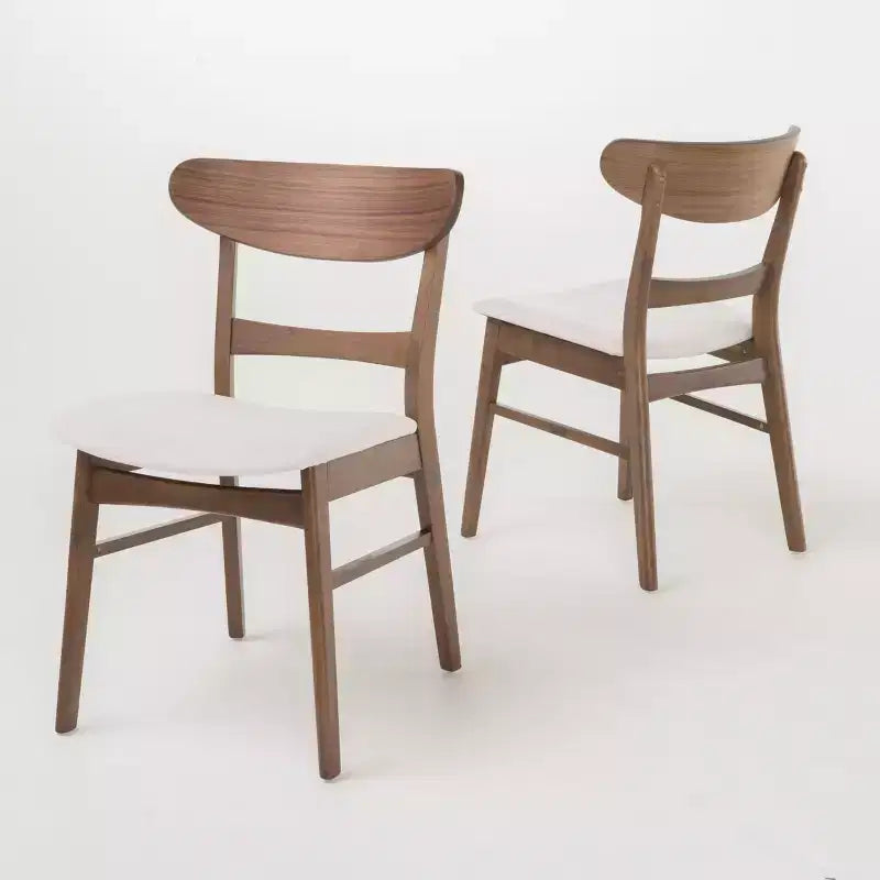 Sedie da pranzo Isador in tessuto imbottito con struttura in legno, stile moderno di metà secolo (Set di 2)