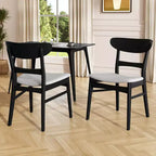 Sedie da pranzo Isador in tessuto imbottito con struttura in legno, stile moderno di metà secolo (Set di 2)