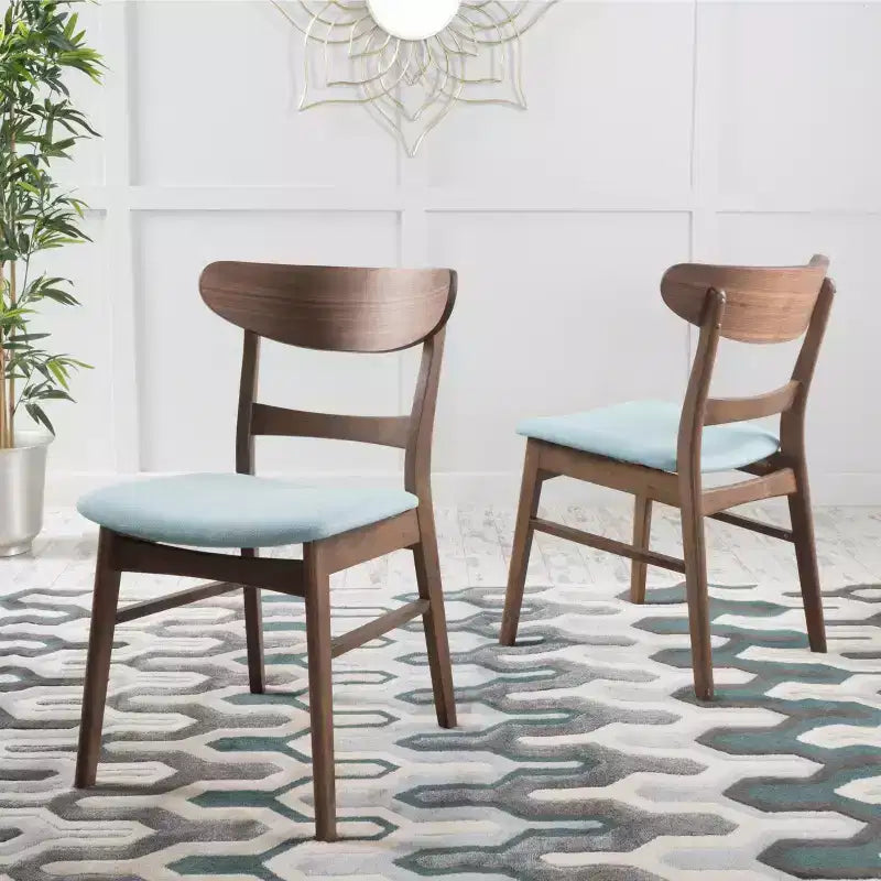 Sedie da pranzo Isador in tessuto imbottito con struttura in legno, stile moderno di metà secolo (Set di 2)