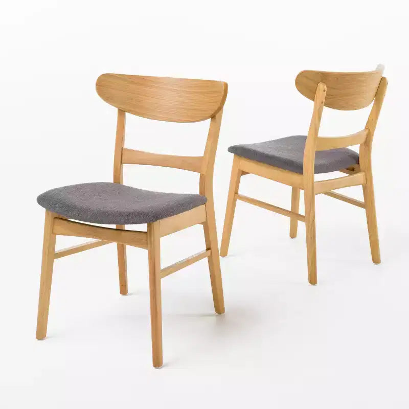 Sedie da pranzo Isador in tessuto imbottito con struttura in legno, stile moderno di metà secolo (Set di 2)
