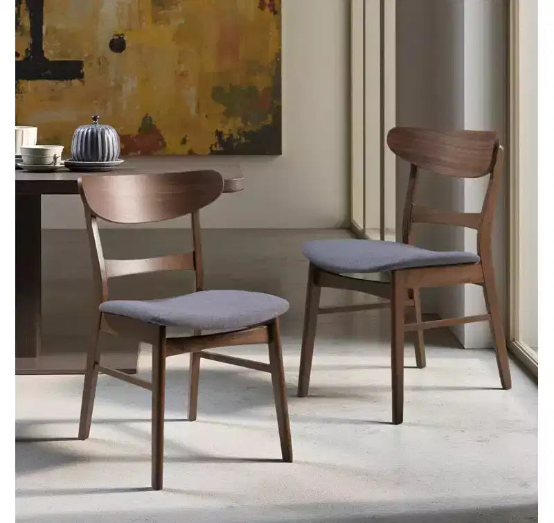 Sedie da pranzo Isador in tessuto imbottito con struttura in legno, stile moderno di metà secolo (Set di 2)