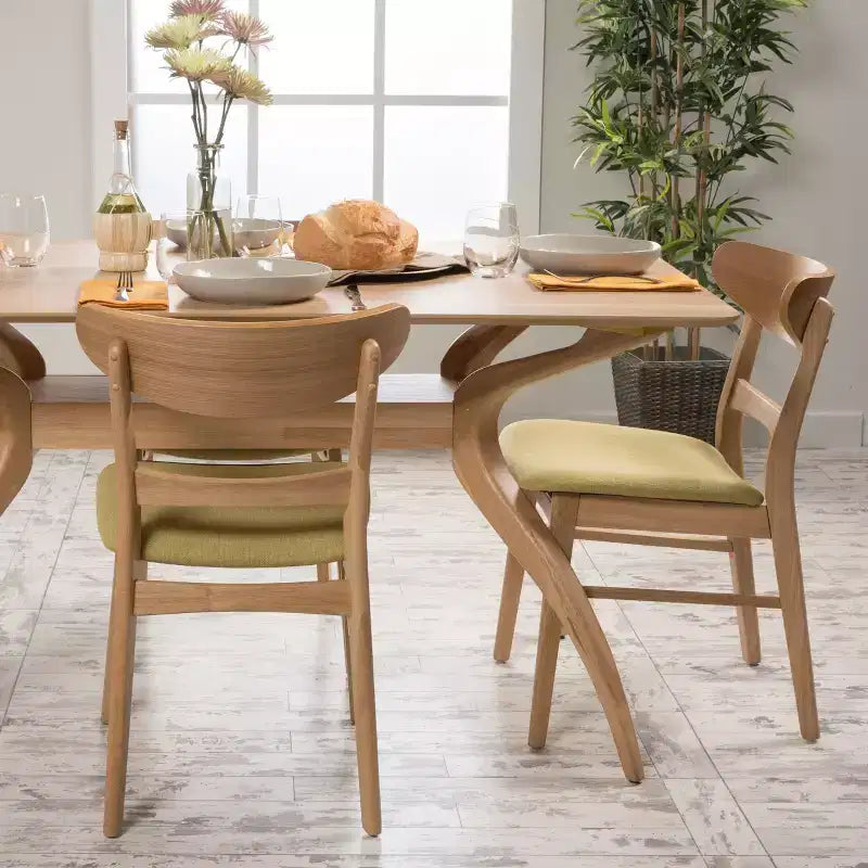 Sedie da pranzo Isador in tessuto imbottito con struttura in legno, stile moderno di metà secolo (Set di 2)
