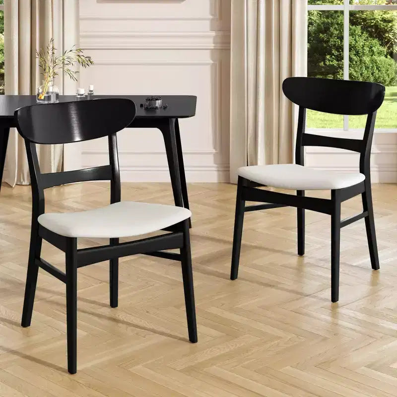 Sedie da pranzo Isador in tessuto imbottito con struttura in legno, stile moderno di metà secolo (Set di 2)