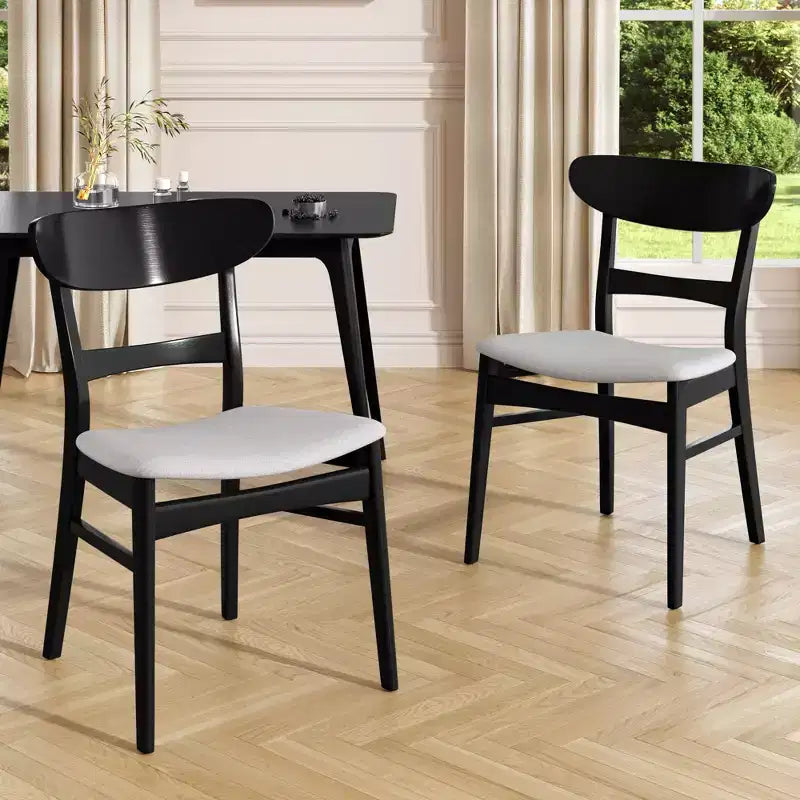 Sedie da pranzo Isador in tessuto imbottito con struttura in legno, stile moderno di metà secolo (Set di 2)