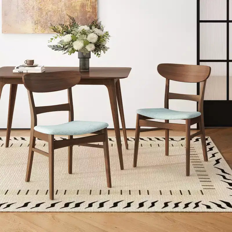 Sedie da pranzo Isador in tessuto imbottito con struttura in legno, stile moderno di metà secolo (Set di 2)