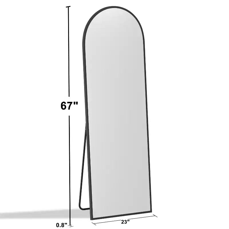 Specchio a figura intera classico con cornice in legno e arco ad angolo retto
