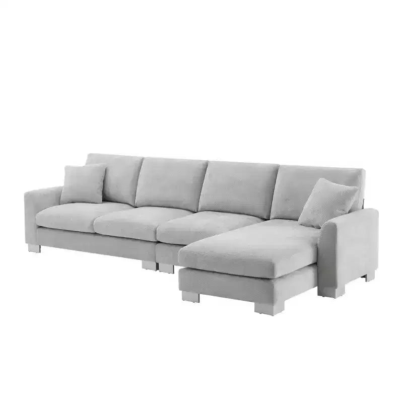 Divano componibile moderno di grandi dimensioni, divano di lusso a L con chaise longue e 2 cuscini