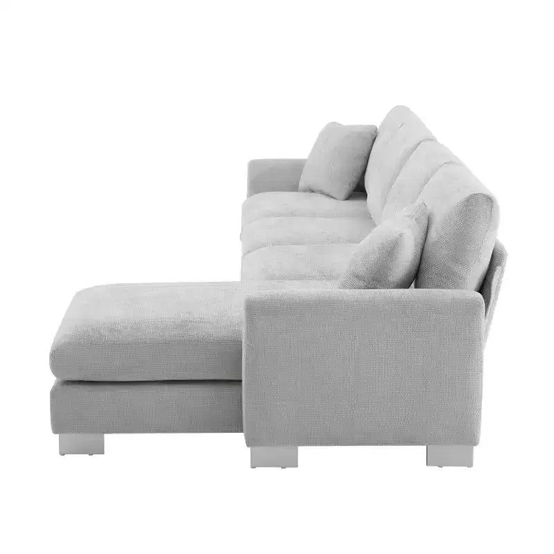 Divano componibile moderno di grandi dimensioni, divano di lusso a L con chaise longue e 2 cuscini