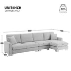 Divano componibile moderno di grandi dimensioni, divano di lusso a L con chaise longue e 2 cuscini