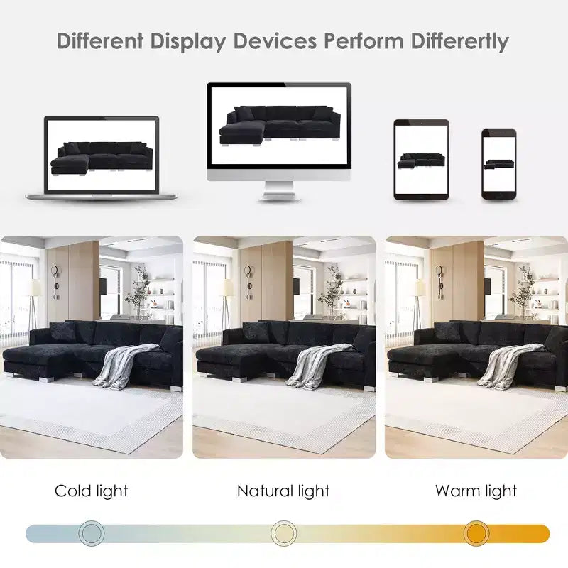 Divano componibile moderno di grandi dimensioni, divano di lusso a L con chaise longue e 2 cuscini