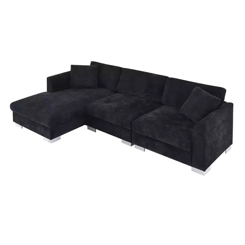 Divano componibile moderno di grandi dimensioni, divano di lusso a L con chaise longue e 2 cuscini