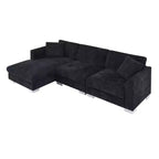 Divano componibile moderno di grandi dimensioni, divano di lusso a L con chaise longue e 2 cuscini