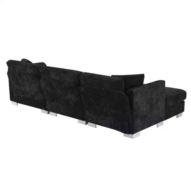 Divano componibile moderno di grandi dimensioni, divano di lusso a L con chaise longue e 2 cuscini