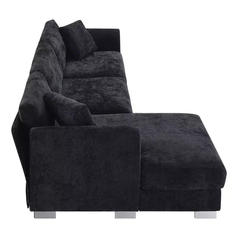 Divano componibile moderno di grandi dimensioni, divano di lusso a L con chaise longue e 2 cuscini