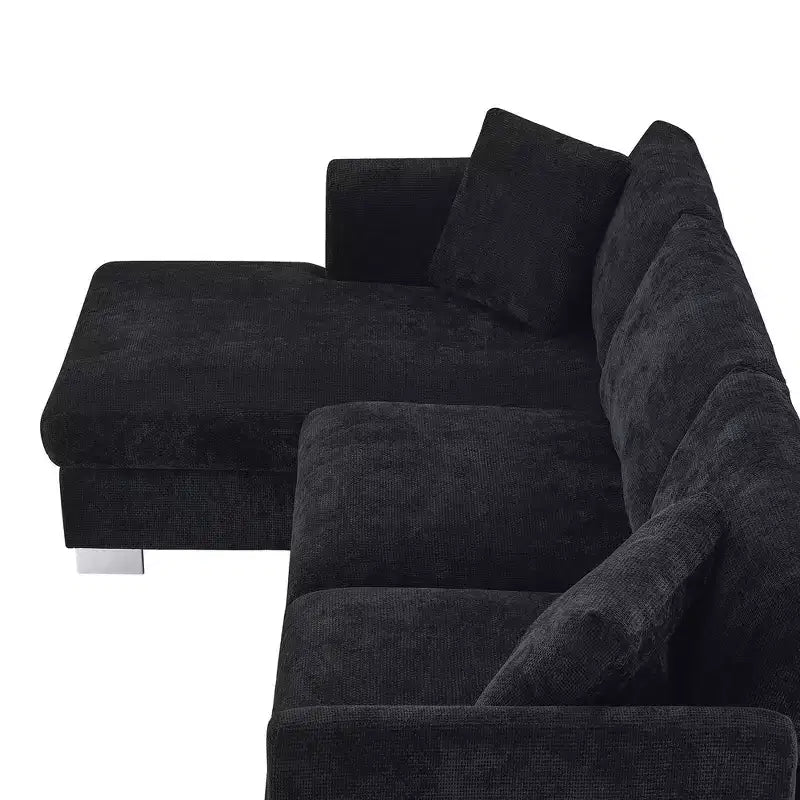 Divano componibile moderno di grandi dimensioni, divano di lusso a L con chaise longue e 2 cuscini