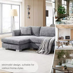 Divano componibile moderno di grandi dimensioni, divano di lusso a L con chaise longue e 2 cuscini