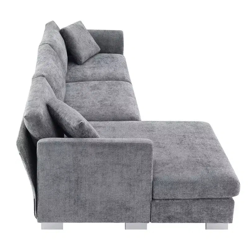 Divano componibile moderno di grandi dimensioni, divano di lusso a L con chaise longue e 2 cuscini