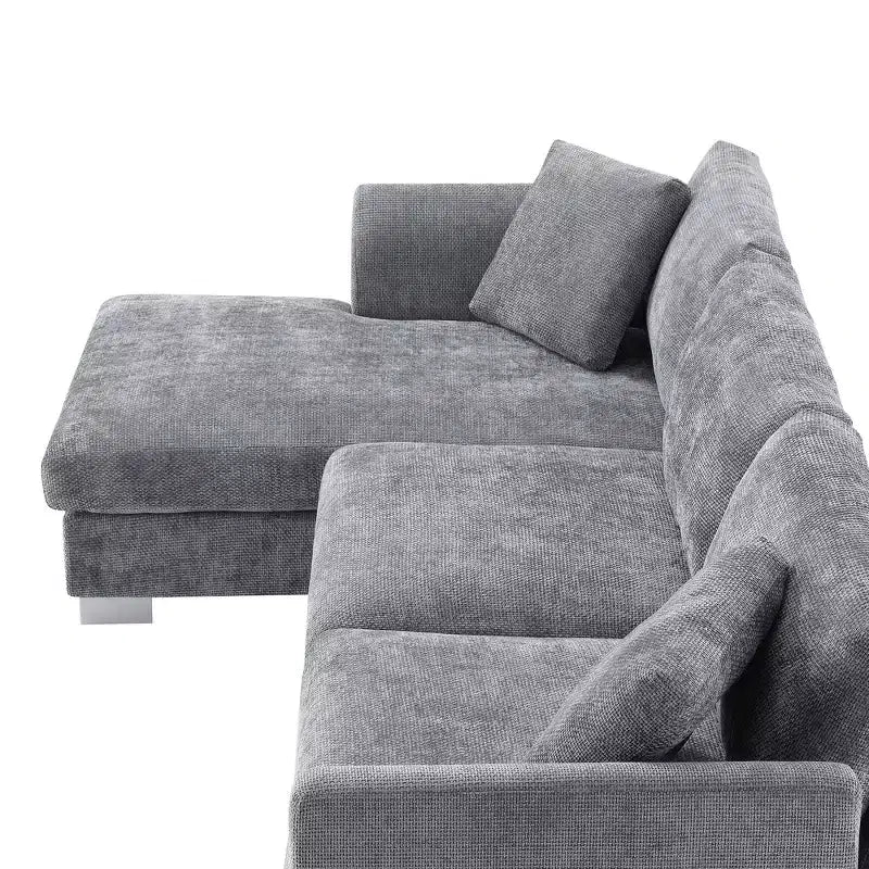 Divano componibile moderno di grandi dimensioni, divano di lusso a L con chaise longue e 2 cuscini