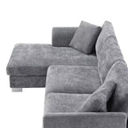 Divano componibile moderno di grandi dimensioni, divano di lusso a L con chaise longue e 2 cuscini