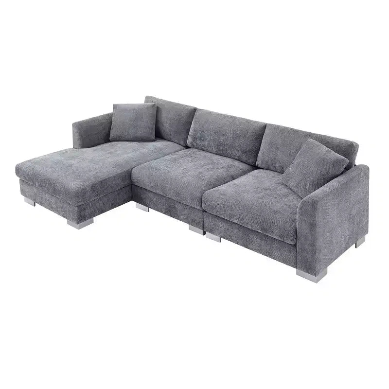 Divano componibile moderno di grandi dimensioni, divano di lusso a L con chaise longue e 2 cuscini