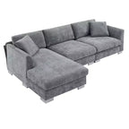 Divano componibile moderno di grandi dimensioni, divano di lusso a L con chaise longue e 2 cuscini