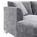 Divano componibile moderno di grandi dimensioni, divano di lusso a L con chaise longue e 2 cuscini