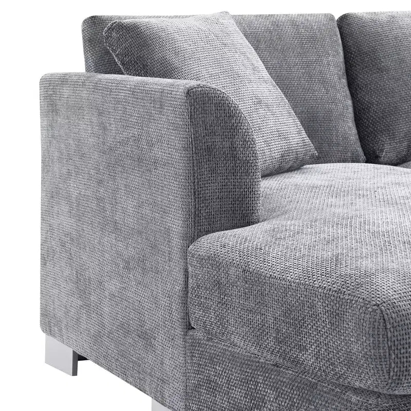 Divano componibile moderno di grandi dimensioni, divano di lusso a L con chaise longue e 2 cuscini
