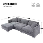 Divano componibile moderno di grandi dimensioni, divano di lusso a L con chaise longue e 2 cuscini