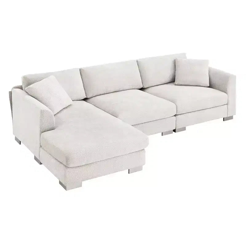 Divano componibile moderno di grandi dimensioni, divano di lusso a L con chaise longue e 2 cuscini