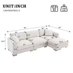 Divano componibile moderno di grandi dimensioni, divano di lusso a L con chaise longue e 2 cuscini