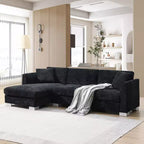 Divano componibile moderno di grandi dimensioni, divano di lusso a L con chaise longue e 2 cuscini