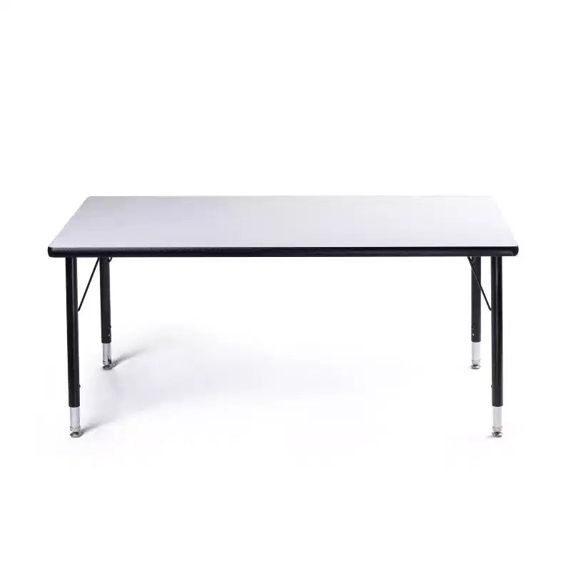 Tavolo e sedie per attività Set tavolo con bordo spruzzato nero 24x48 con gambe regolabili e 4 sedie blu da 12 pollici per aula