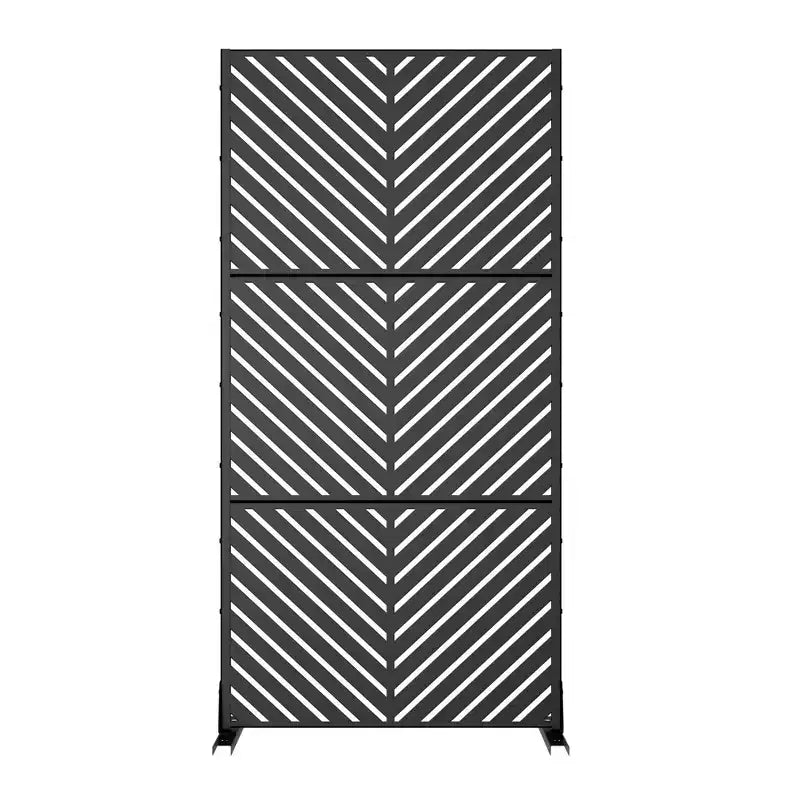 Schermo di protezione da 71,37x35,1 pollici a linea parallela in lamiera zincata nera, per balcone, terrazzo, giardino