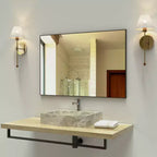 Specchio da bagno nero moderno: cornice in alluminio, verticale/orizzontale, decorativo