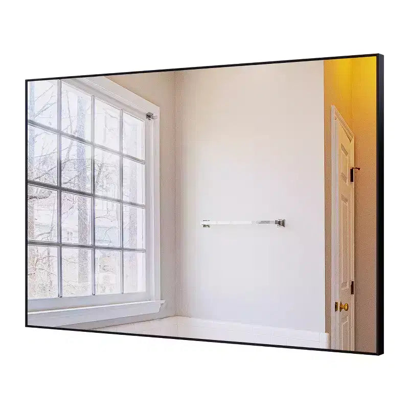 Specchio da bagno nero moderno: cornice in alluminio, verticale/orizzontale, decorativo
