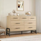 Comò a 7 cassetti per camera da letto, Comò largo 132 cm, Comò con cassetti larghi e cassettiere autonome, Cassettiera in legno per camera da letto