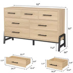 Comò a 7 cassetti per camera da letto, Comò largo 132 cm, Comò con cassetti larghi e cassettiere autonome, Cassettiera in legno per camera da letto
