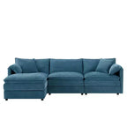Divano Componibile Moderno Oversize in ciniglia, Divano a 4 posti con Doppio Cuscino e Pouf Mobili