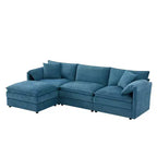 Divano Componibile Moderno Oversize in ciniglia, Divano a 4 posti con Doppio Cuscino e Pouf Mobili