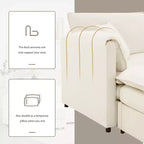 Divano Componibile Moderno Oversize in ciniglia, Divano a 4 posti con Doppio Cuscino e Pouf Mobili