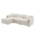 Divano Componibile Moderno Oversize in ciniglia, Divano a 4 posti con Doppio Cuscino e Pouf Mobili