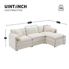 Divano Componibile Moderno Oversize in ciniglia, Divano a 4 posti con Doppio Cuscino e Pouf Mobili
