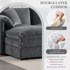 Divano Componibile Moderno Oversize in ciniglia, Divano a 4 posti con Doppio Cuscino e Pouf Mobili