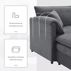 Divano Componibile Moderno Oversize in ciniglia, Divano a 4 posti con Doppio Cuscino e Pouf Mobili