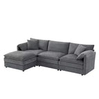 Divano Componibile Moderno Oversize in ciniglia, Divano a 4 posti con Doppio Cuscino e Pouf Mobili