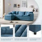 Divano Componibile Moderno Oversize in ciniglia, Divano a 4 posti con Doppio Cuscino e Pouf Mobili