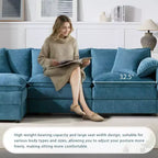 Divano Componibile Moderno Oversize in ciniglia, Divano a 4 posti con Doppio Cuscino e Pouf Mobili
